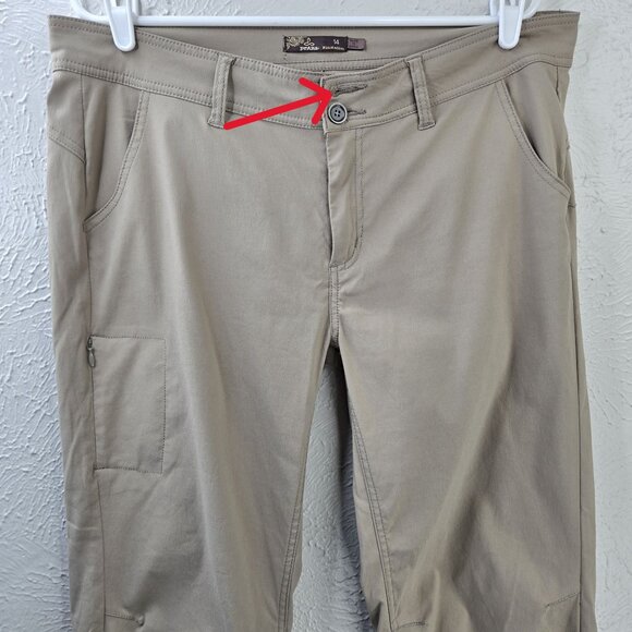 Prana Hiking Pants Womens 14 UPF 50+ Tan Straight Leg Adjustable Outdoor Utility - Picture 3 of 12